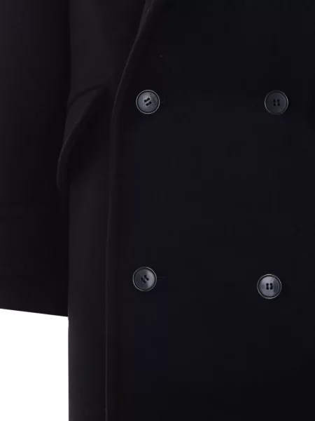 Cu centură palton Lanvin cu două rânduri de nasturi negru