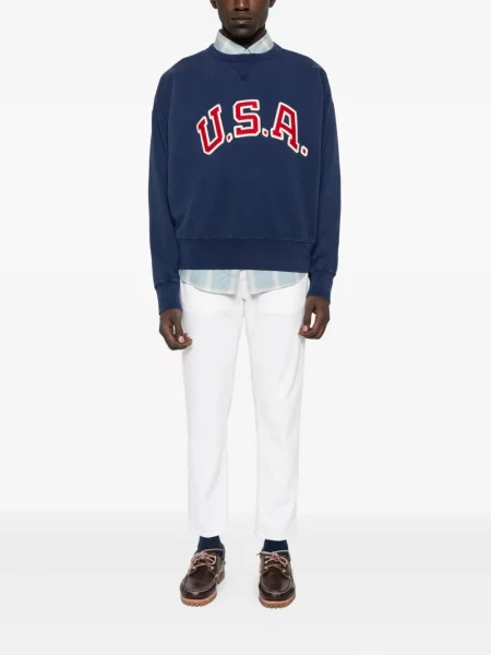 Hanorac Polo Ralph Lauren din piele cu broderie verde