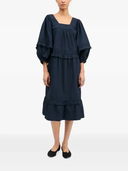 Rochie midi Skall Studio cu volane albastru