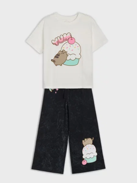Sinsay set: tričko a kalhoty Pusheen the Cat vícebarevná