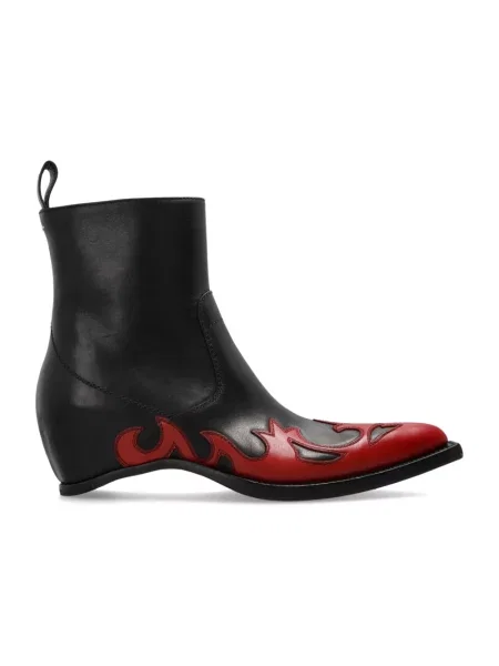 Botki Maison Margiela skórzane na koturnie czarne