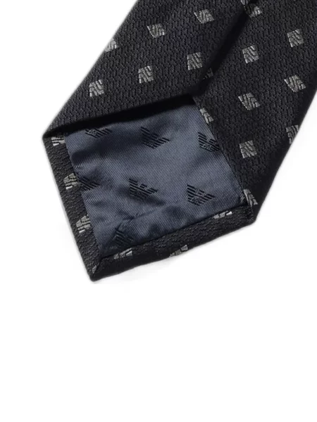 Selyem nyakkendő Emporio Armani autogrammal kék