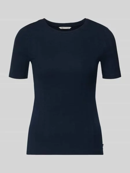 T-shirt o kroju slim fit z mieszanki bawełny Tom Tailor Denim granatowa