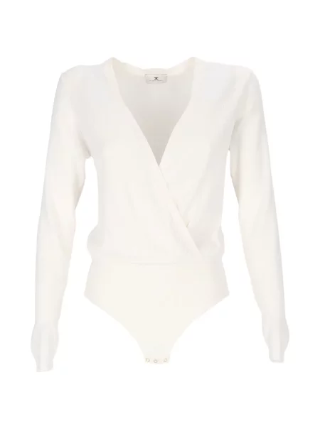 Body Elisabetta Franchi tricotate plic alb