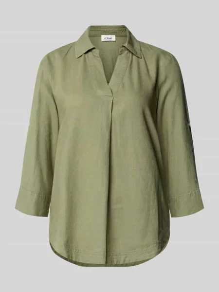 Bluzka koszulowa o kroju relaxed fit z mieszanki lnu i S.oliver Red Label
