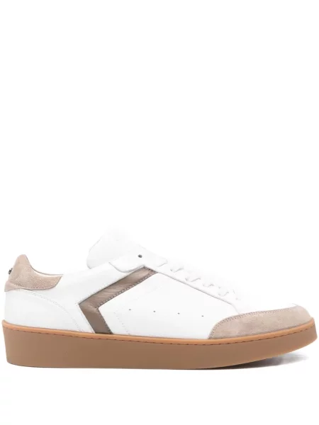 Sneakerși Canali din piele de căprioară alb