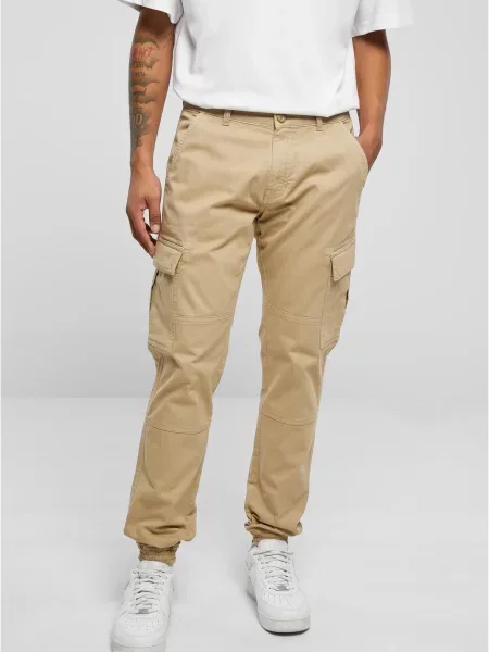 Pantaloni cargo Urban Classics din țesătură twill alergare bej