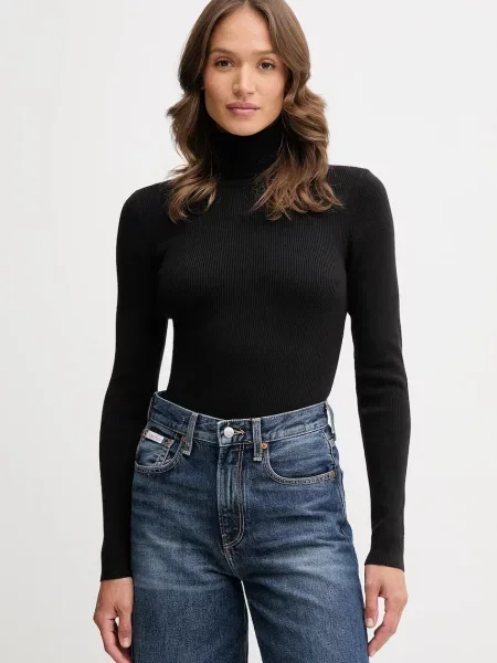 Calvin Klein Jeans sweter lekki z golfem czarny