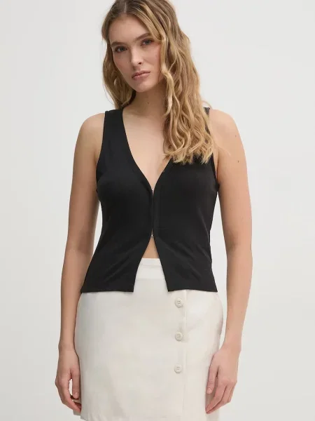 Блуза Calvin Klein Jeans с изчистен дизайн черно