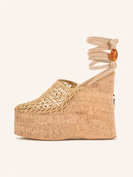 Sandály Naked Wolfe na platformě s korálky hnědé