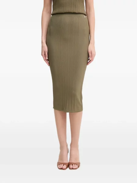 Žebrované midi sukně Marciano By Guess po kolena zelené