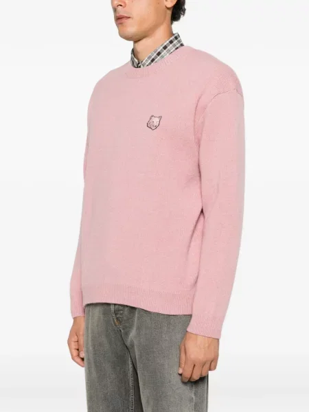 Sweter Maison Kitsune z okrągłym dekoltem różowy