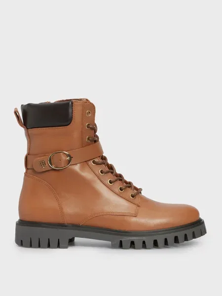 Кожаные ботинки Tommy Hilfiger на шнуровке коричневые