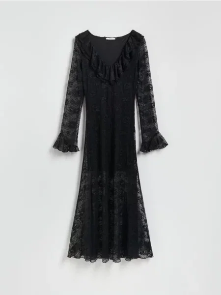 Reserved Koronkowa sukienka maxi czarny