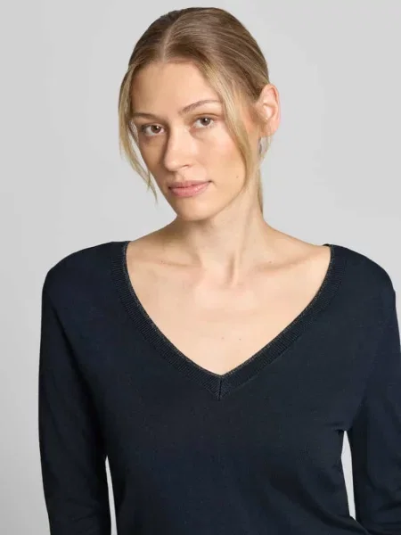 Bluzka z długim rękawem o kroju slim fit z czystej model Maglia Chiusa' Liu Jo White granatowa
