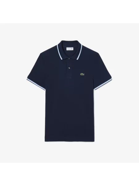 Lacoste Koszulka Polo O Regularnym Kroju Z Ozdobnym Wykończeniem granatowy