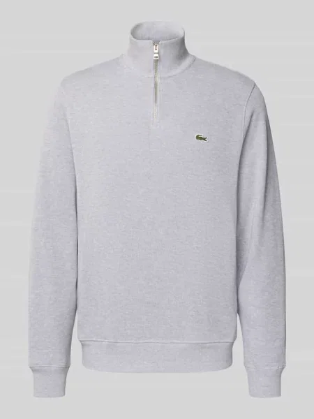 Bluza z kołnierzem o kroju regular fit z czystej bawełny Lacoste szara