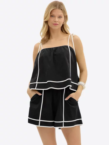 Imily Bela Costum cu pantaloni negru alb