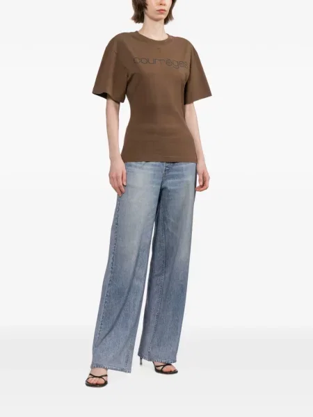Tricou Courreges cu broderie maro