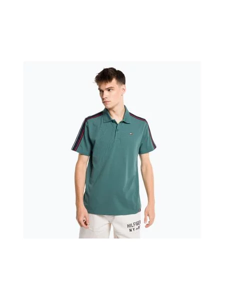 Футболка тренувальна Tommy Hilfiger Textured Tape Polo green зелена