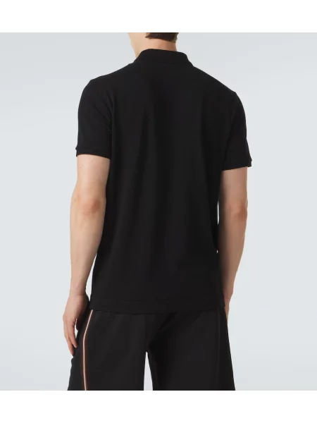 Tricou polo Moncler din piele negru
