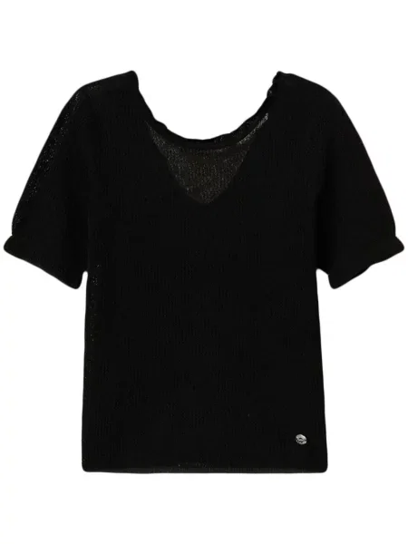 Top Twinset cu model floral din jacard negru