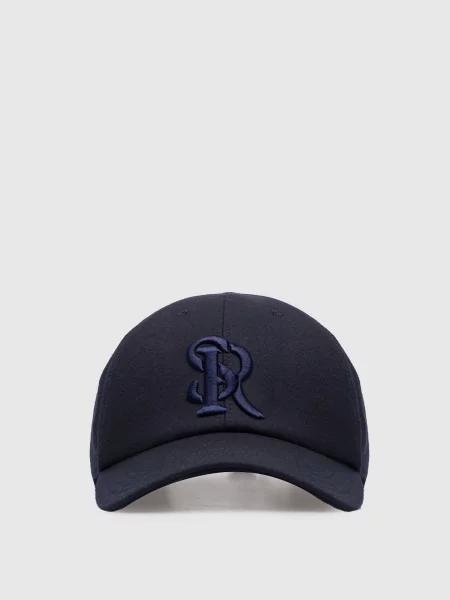 Шерстяная кепка Stefano Ricci с вышивкой синяя