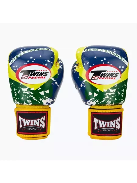 Rękawice bokserskie Twins Special Brasil yellow/red/blue czerwone