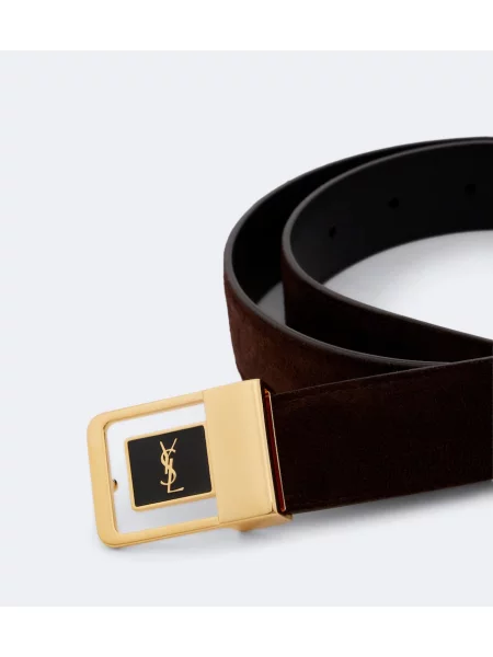 Cu centură curea Saint Laurent din piele de căprioară maro