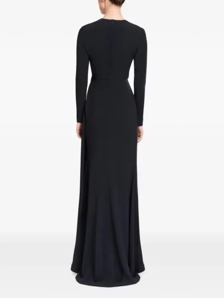 Макси рокля Elie Saab с V-образно деколте с волани черно