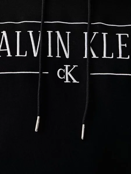 Суичър с качулка Calvin Klein Jeans с качулка черно