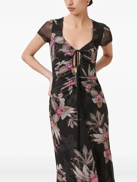 Rochie Allsaints cu model floral cu imagine de costum negru