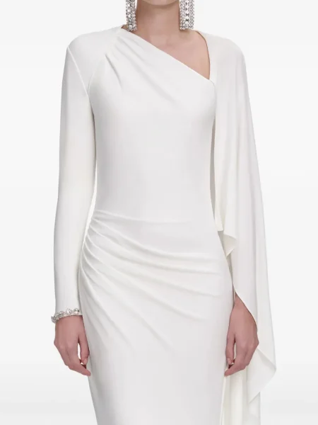 Rochie maxi Self-portrait drapată de costum alb