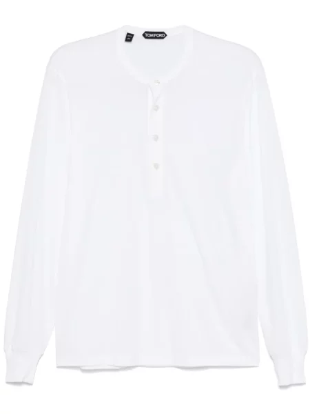 Pulover Tom Ford cu guler henley alb