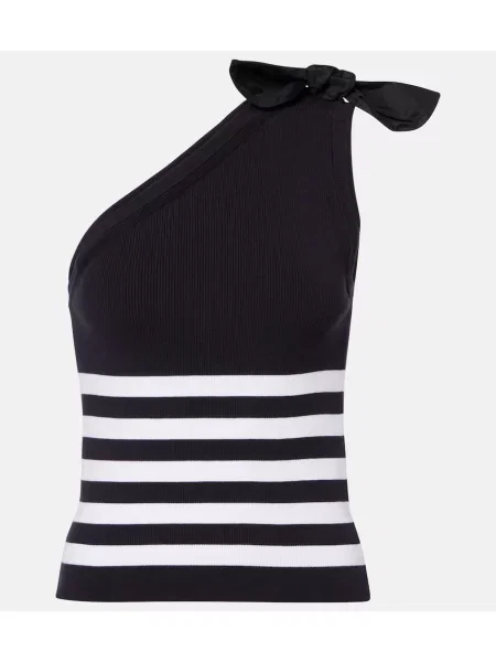 Top Patou cu dungi cu un umăr gol negru
