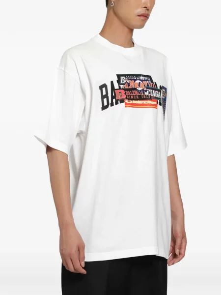 Tricou Balenciaga cu imagine alb