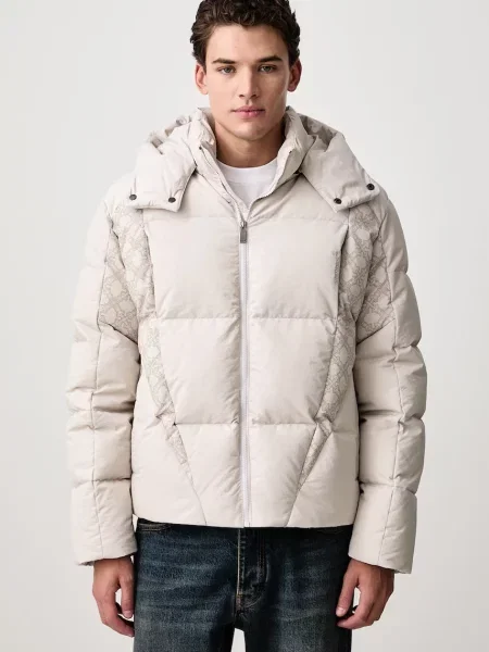 Off-White Bookish Nyl Twill Racing Puffer jachetă de iarnă pentru bărbați alb