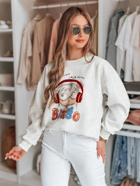Bluza oversize z nadrukiem LALA VIBE Dstreet szara