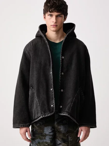 Levi's jachetă reversibilă pentru bărbați DECK HOODIE SHERPA negru