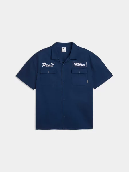 Сорочка повсякденна PUMA x F&f Mechanic Shirt комбінований верх синій