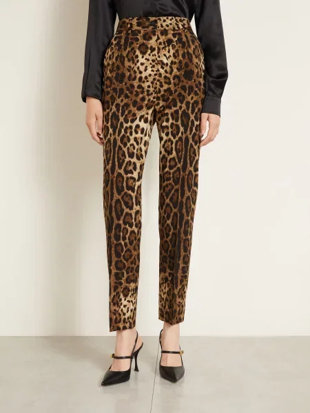 Dolce & Gabbana Kalhoty Tela tmavě hnědá / béžová černá
