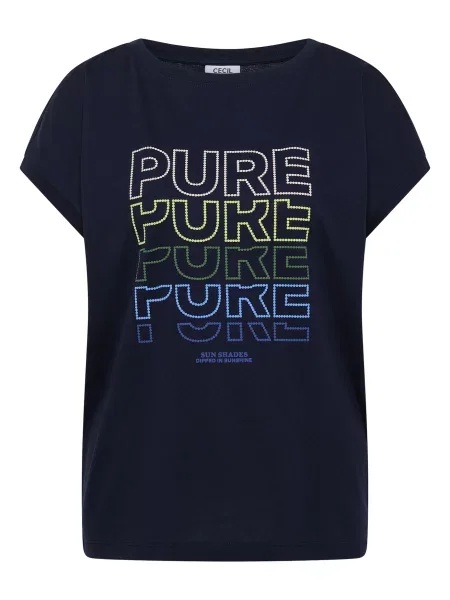 CECIL Tricou Pure albastru deschis / albastru închis / verde deschis alb