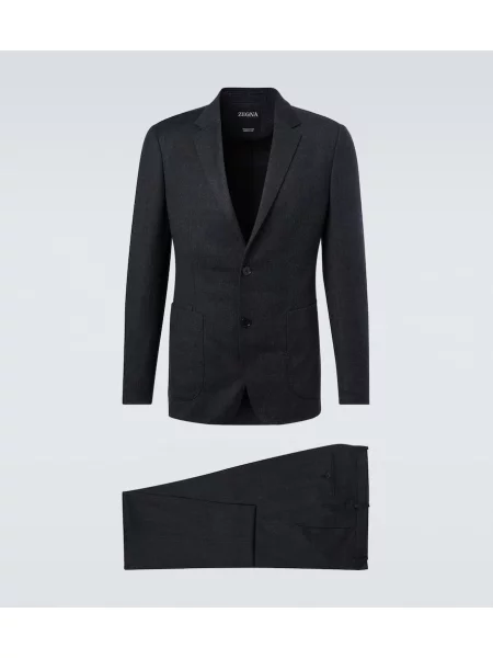 Vuneni odgovarati odijelo Zegna siva