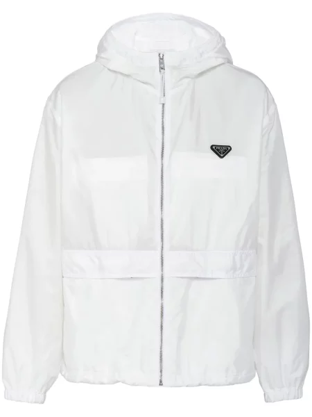 Wiatrówka Prada z kapturem biała