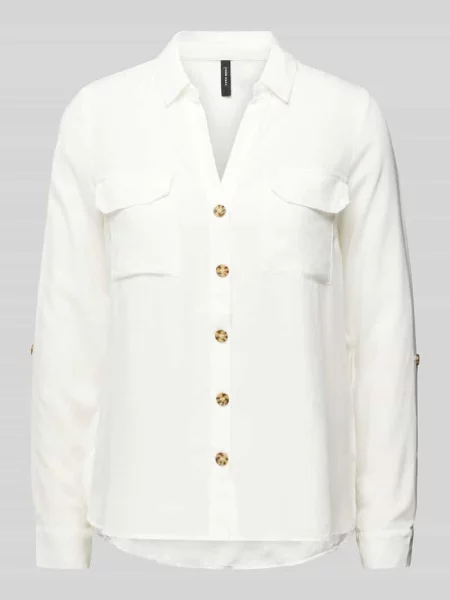 Bluzka koszulowa z nakładanymi z patką na piersi model ‘BUMPY’ Vero Moda