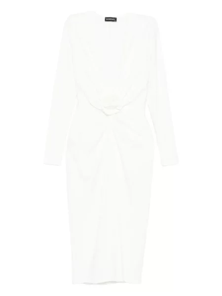 Rochie midi Roserry până la genunchi de costum alb
