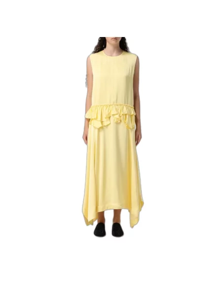Sukienka Jil Sander z falbankami żółta