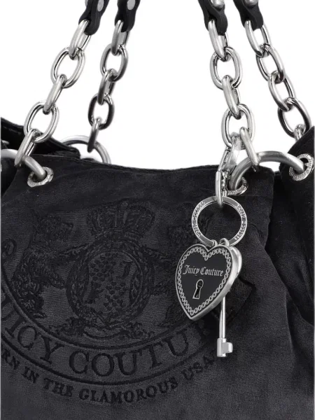Велур шопинг чанта Juicy Couture сиво