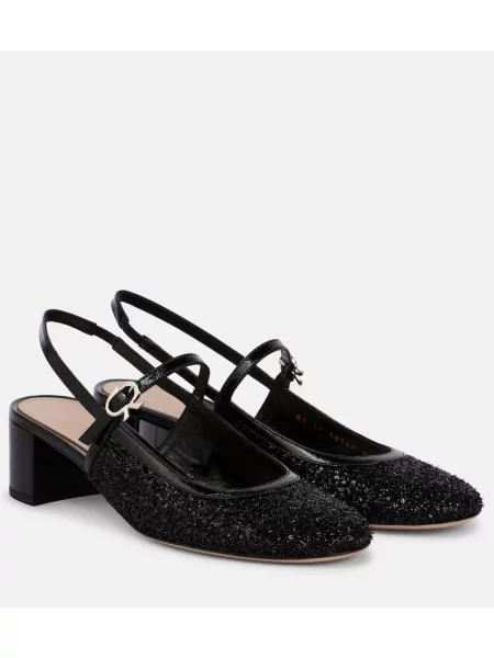 Pantofi cu toc Gianvito Rossi din piele slingback negru