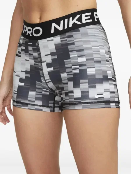 Pantaloni scurți Nike alergare cu talie înaltă în carouri albastru